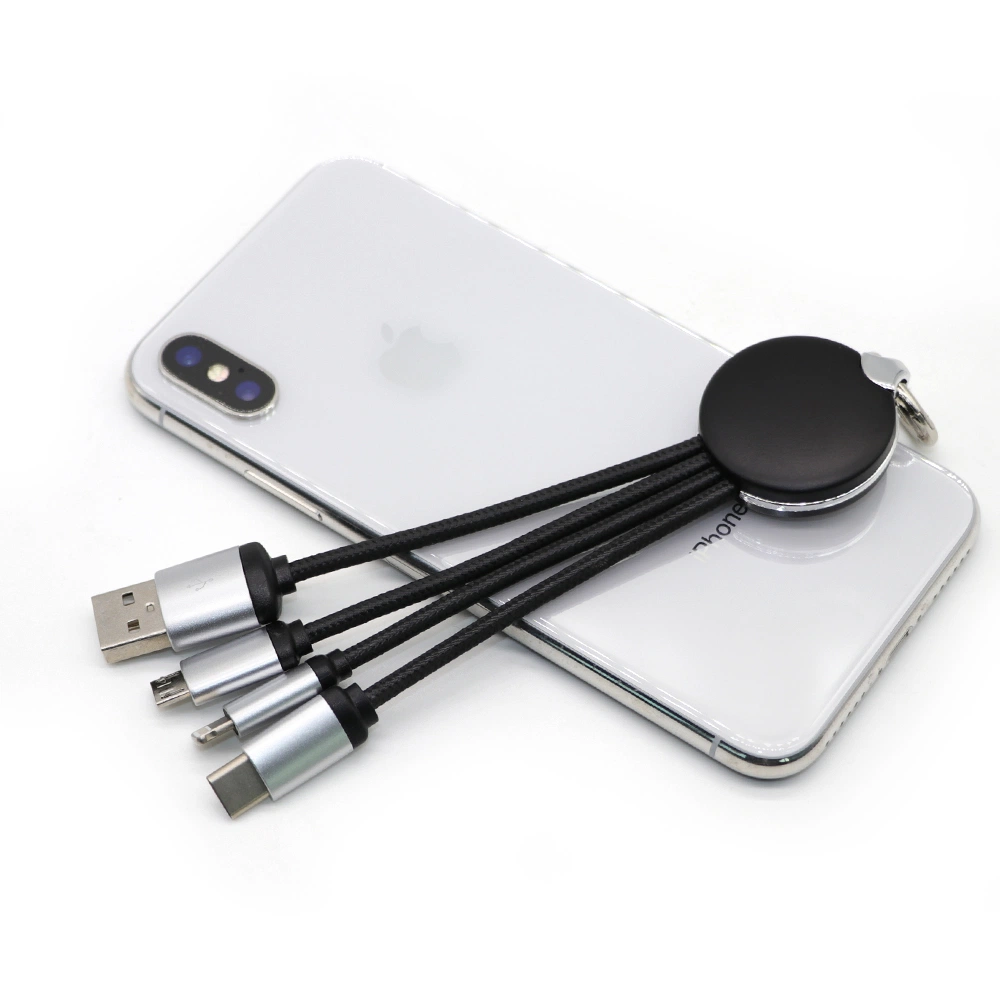 Keyring 3 in 1 Fast Charging USB Cable with Lighting Logo